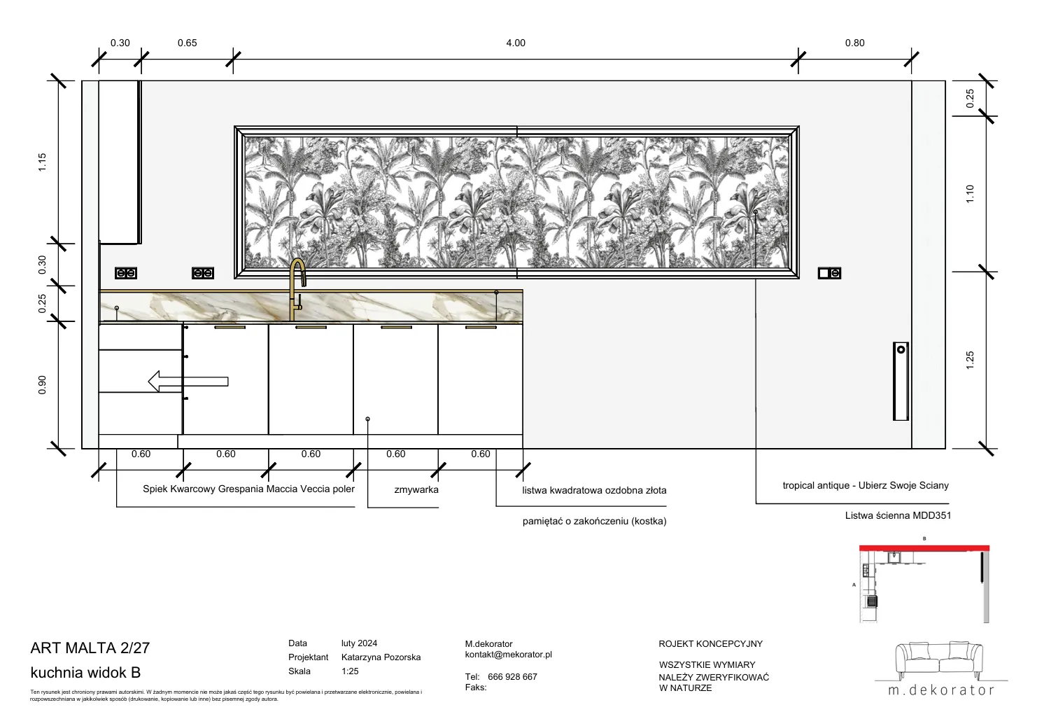 Rysunek techniczny ściany